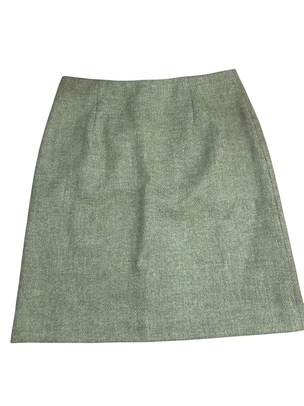 Ann Taylor Green Tweed 100% Wool Pencil Skirt Lined Classic Career Size 6